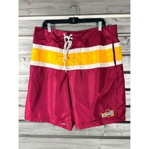 Cleveland Cavaliers Board Shorts Men XXL Wine Red Gold Swim Trunks Mesh Line NBA